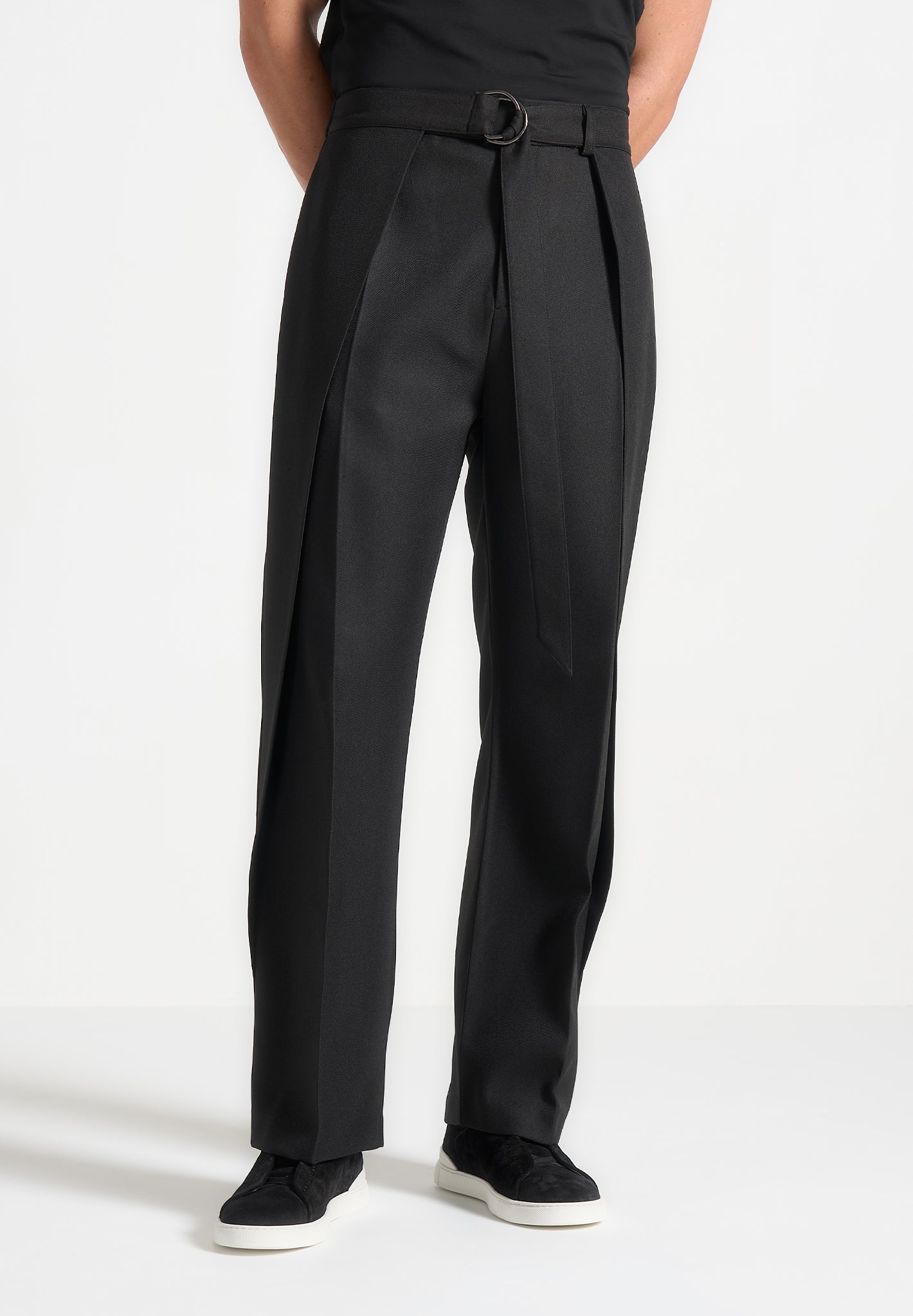Relaxed Fit Hose mit Wickelbeinen - Schwarz 