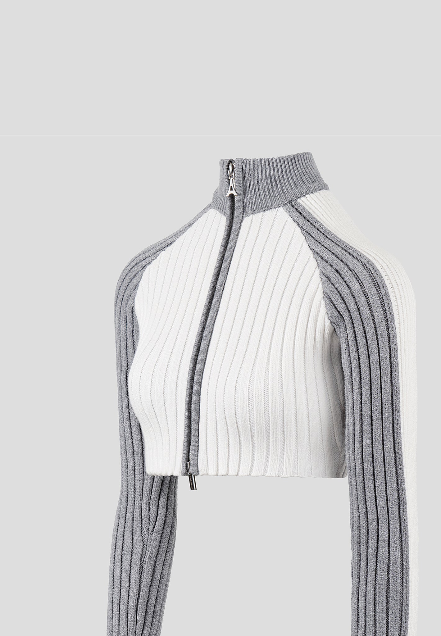 Trainingsjacke aus Rippstrick – Off White/Grau 