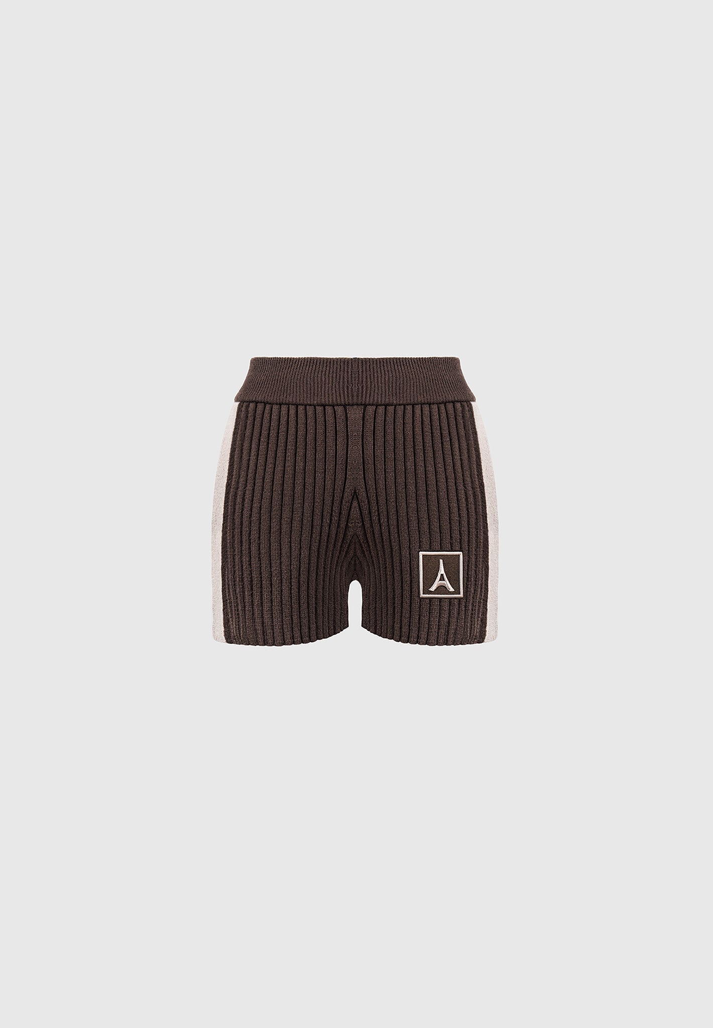 Trainingsshorts aus Rippstrick - Braun/Beige