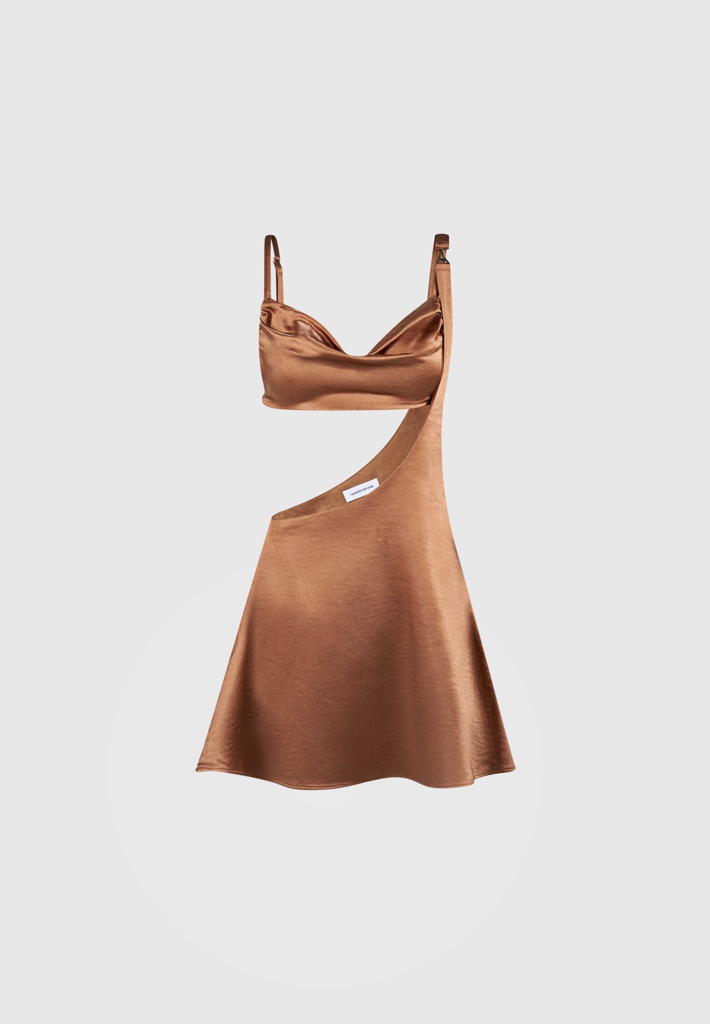 Satin-Bralette-Minikleid mit ausgestelltem Saum - Bronze