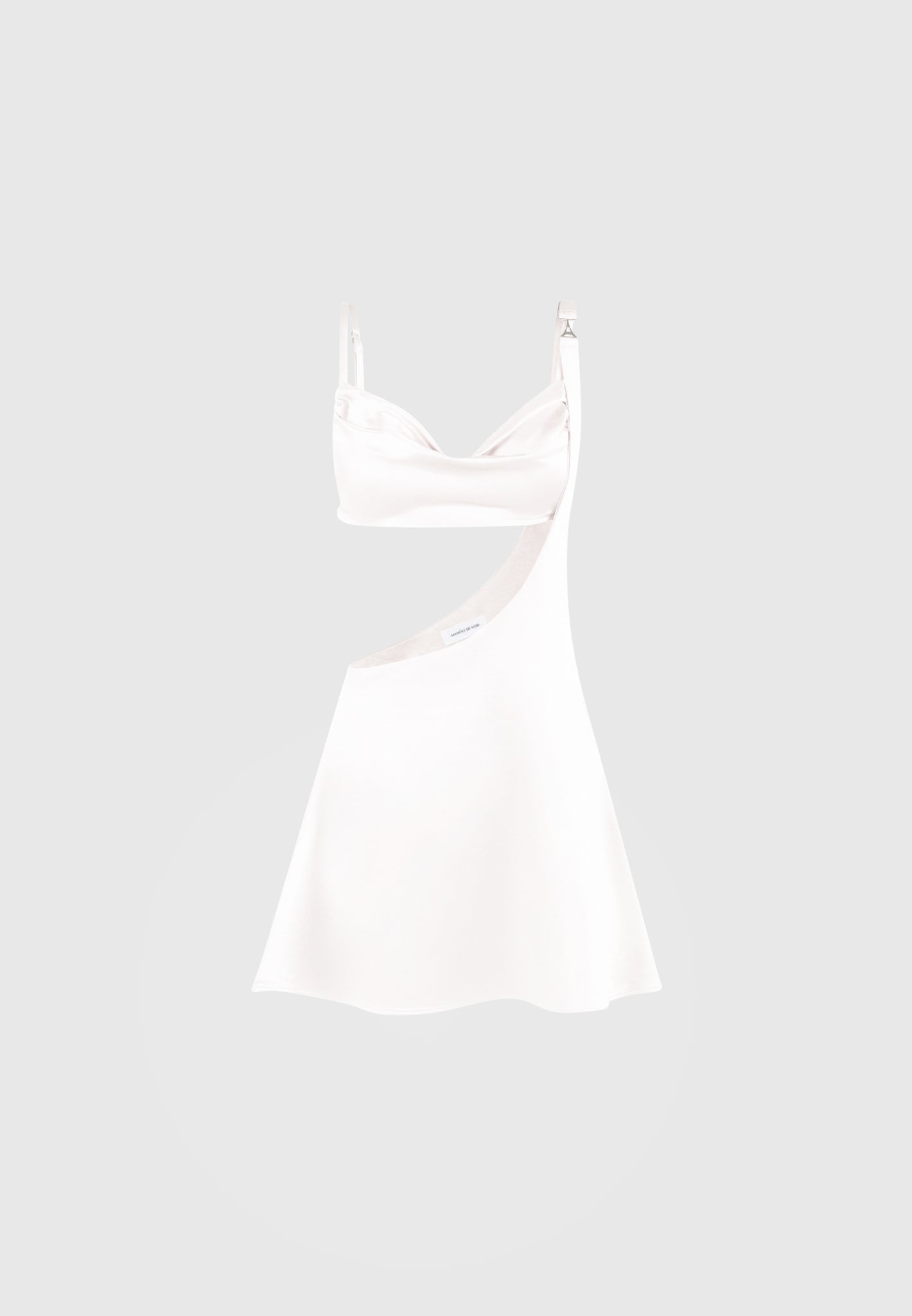 Satin-Bralette-Minikleid mit ausgestelltem Saum - Perlmutt 