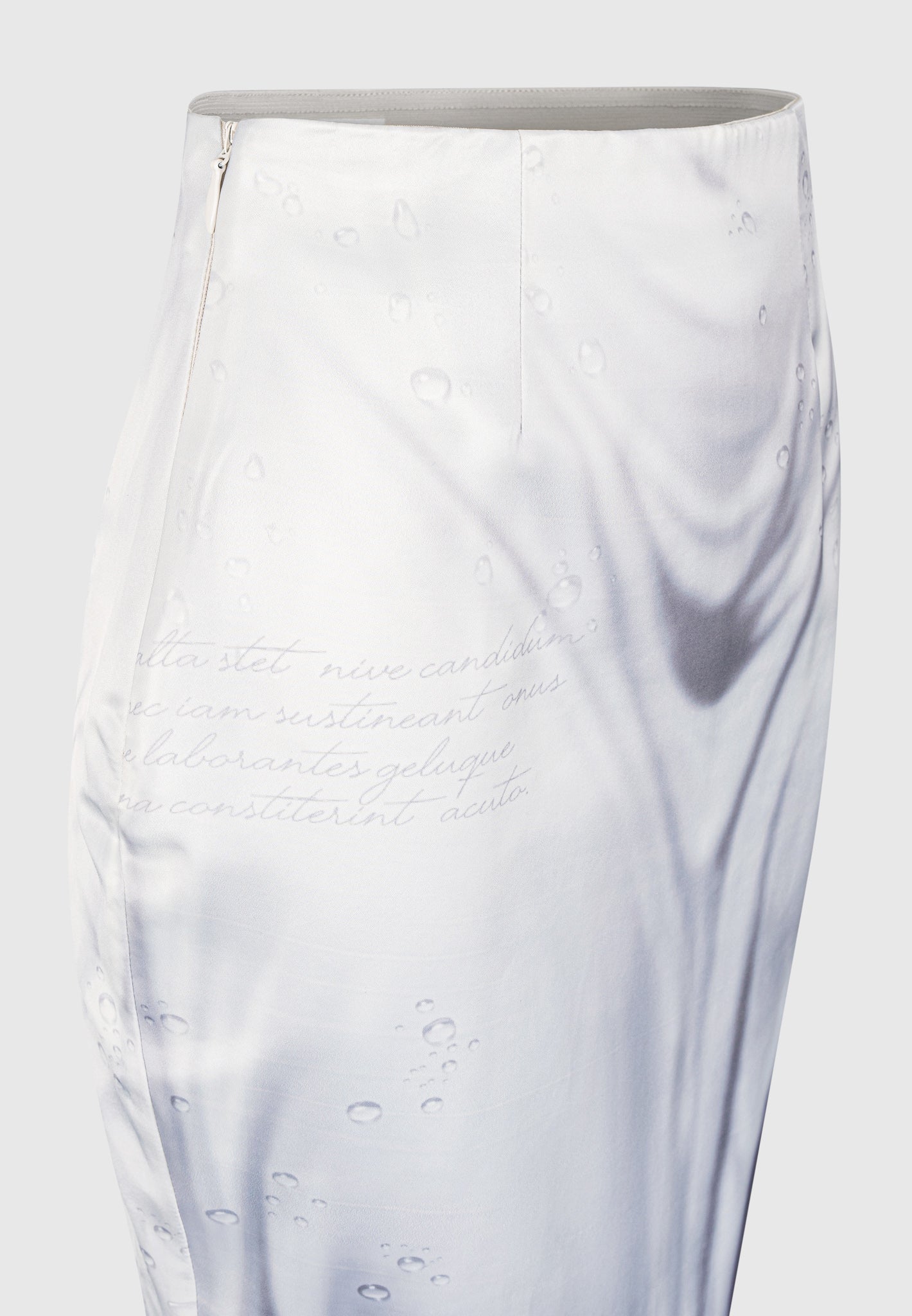 Satin Renaissance Body Print Midaxi Rock - Off White
