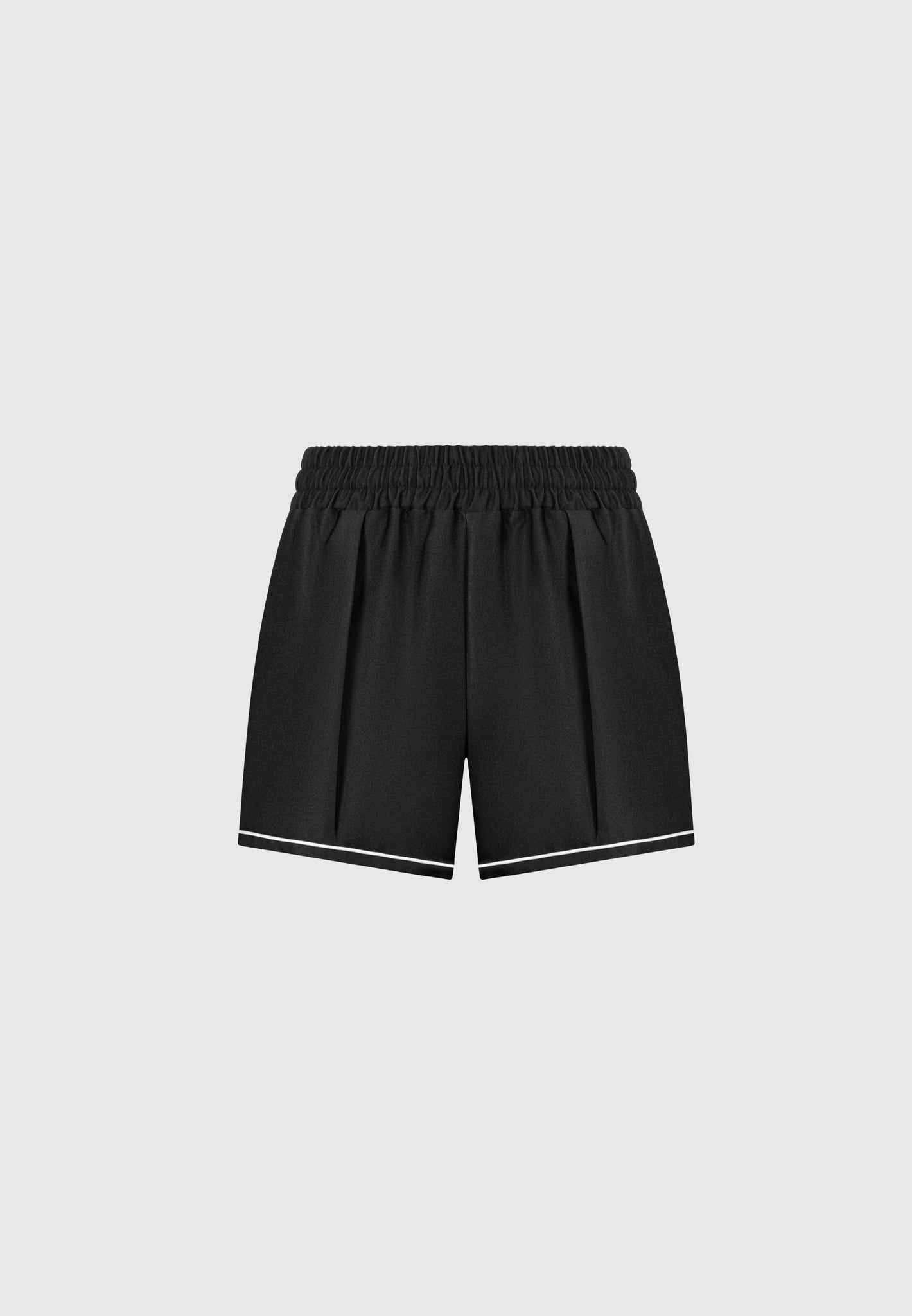 Satin-Shorts mit Paspelierung - Schwarz