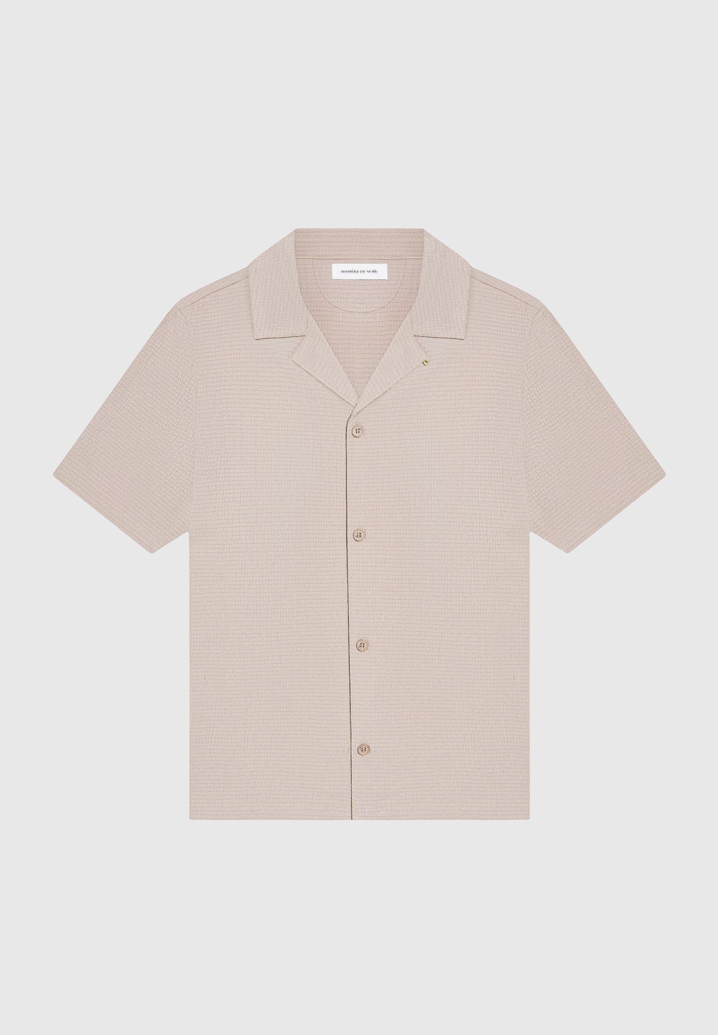 Seersucker-Hemd mit Reverskragen - Taupe