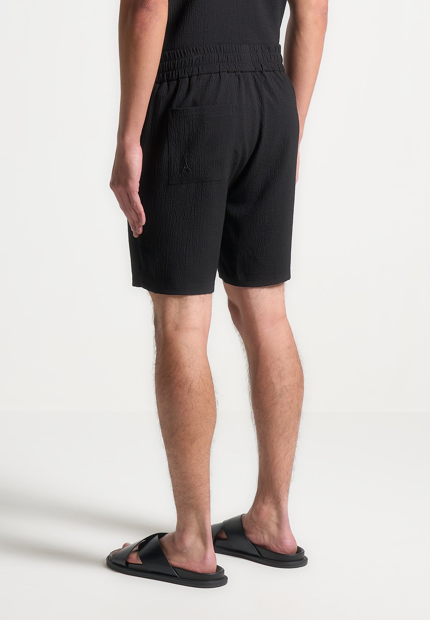 Seersucker-Shorts - Schwarz
