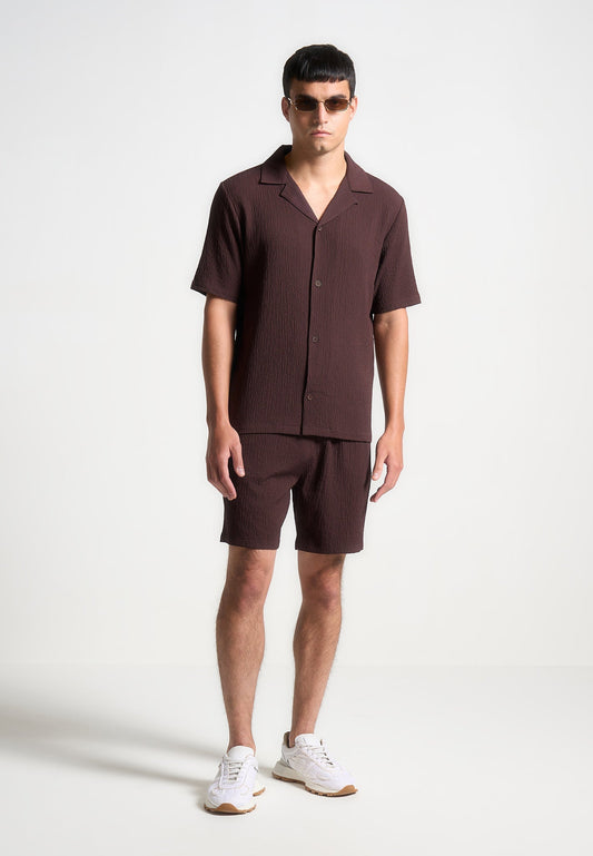 Seersucker-Shorts - Braun