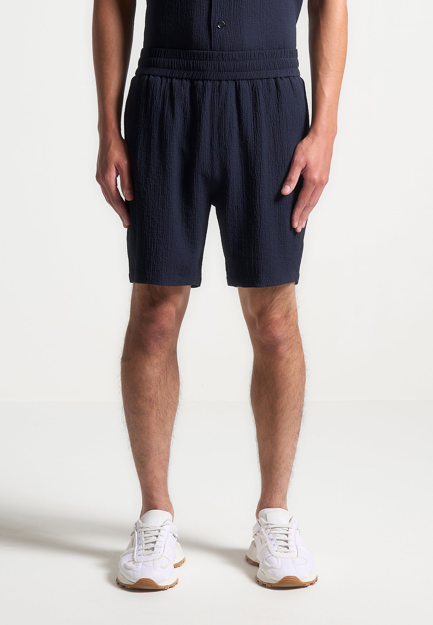 Seersucker-Shorts - Marineblau