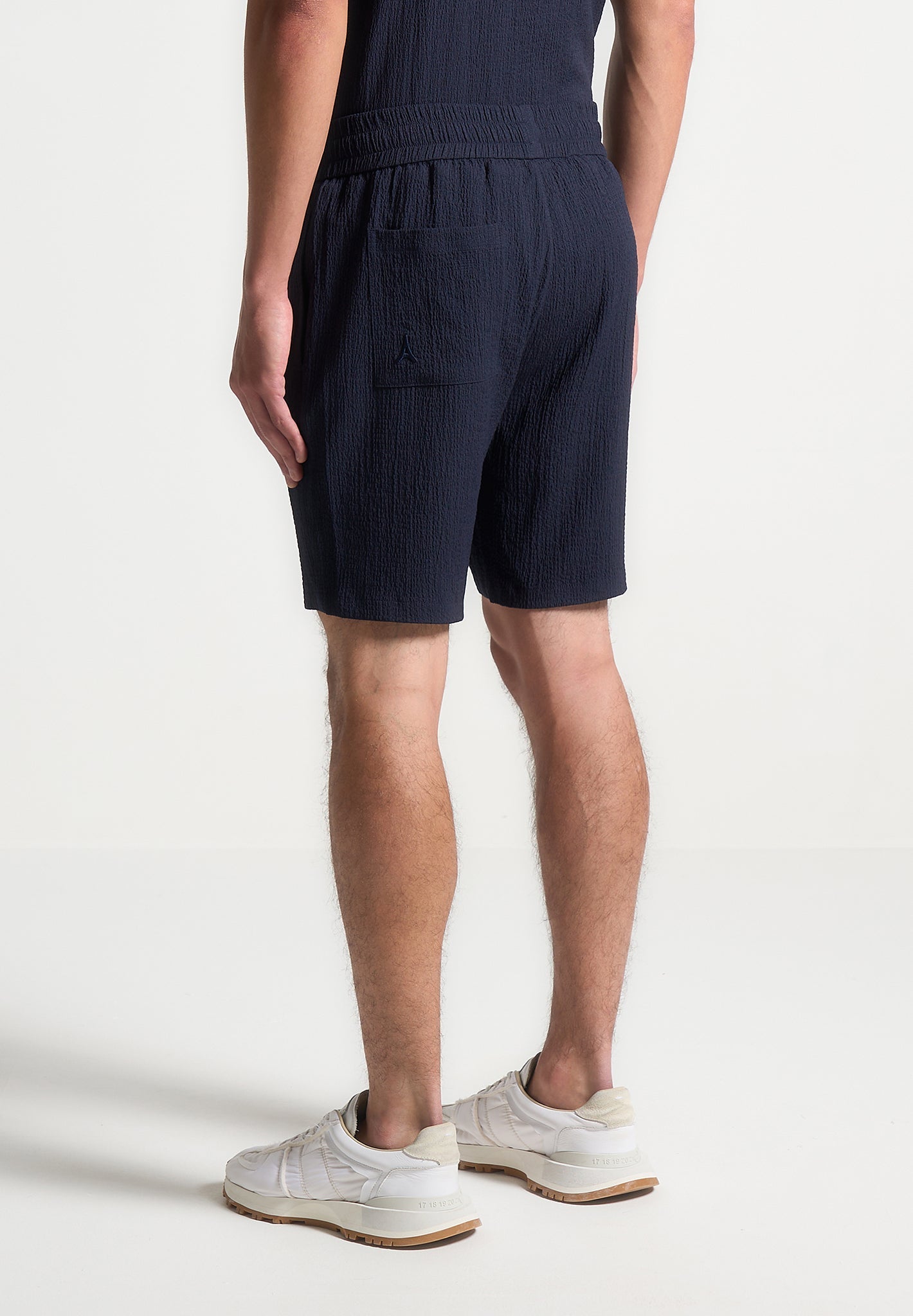 Seersucker-Shorts - Marineblau