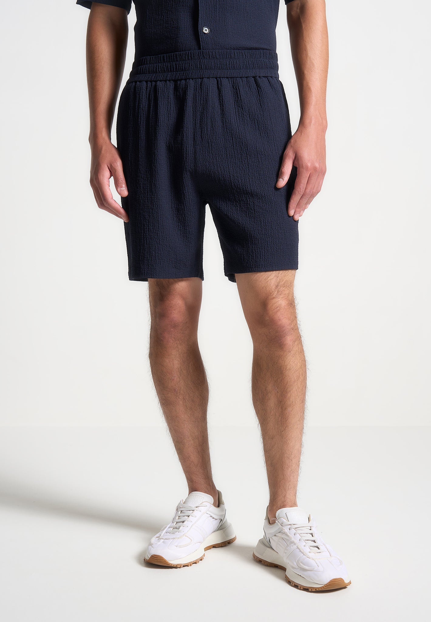 Seersucker-Shorts - Marineblau