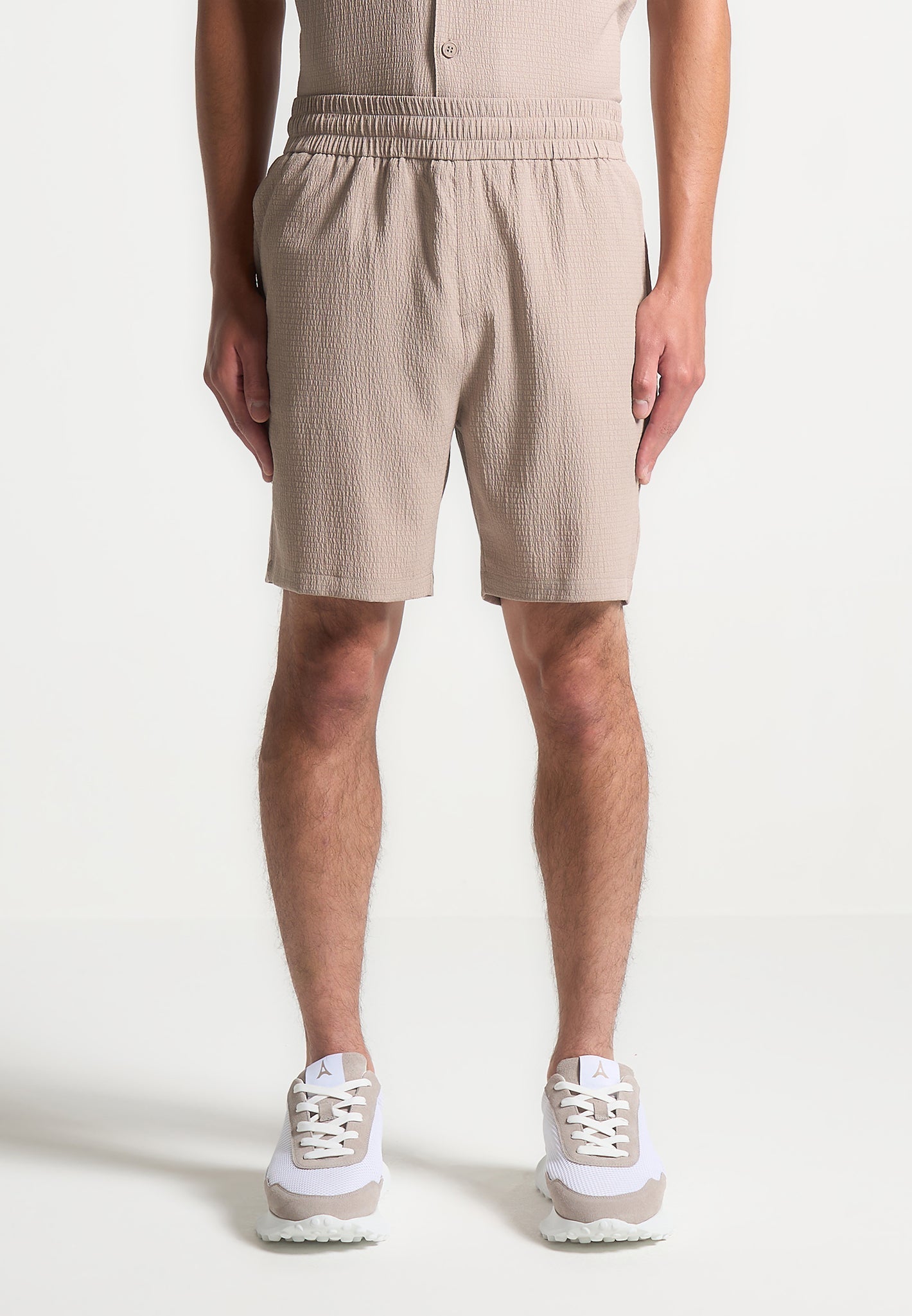 Seersucker-Shorts - Taupe