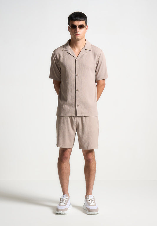 Seersucker-Shorts - Taupe