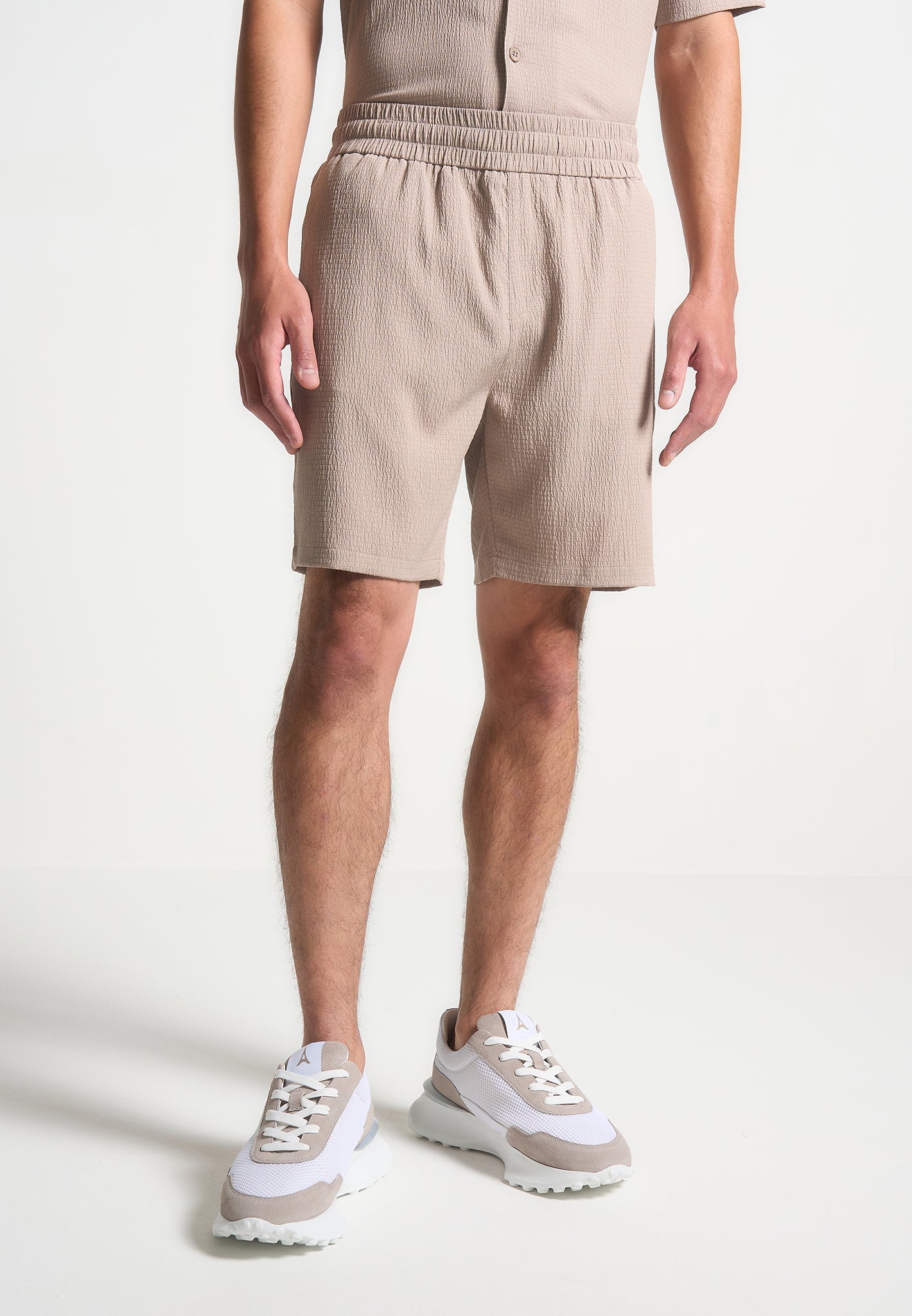 Seersucker-Shorts - Taupe