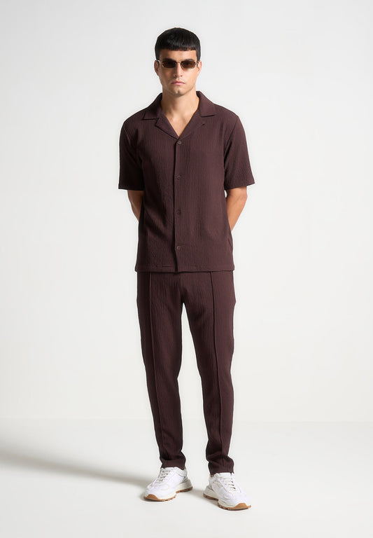 Karottenhose aus Seersucker - Braun