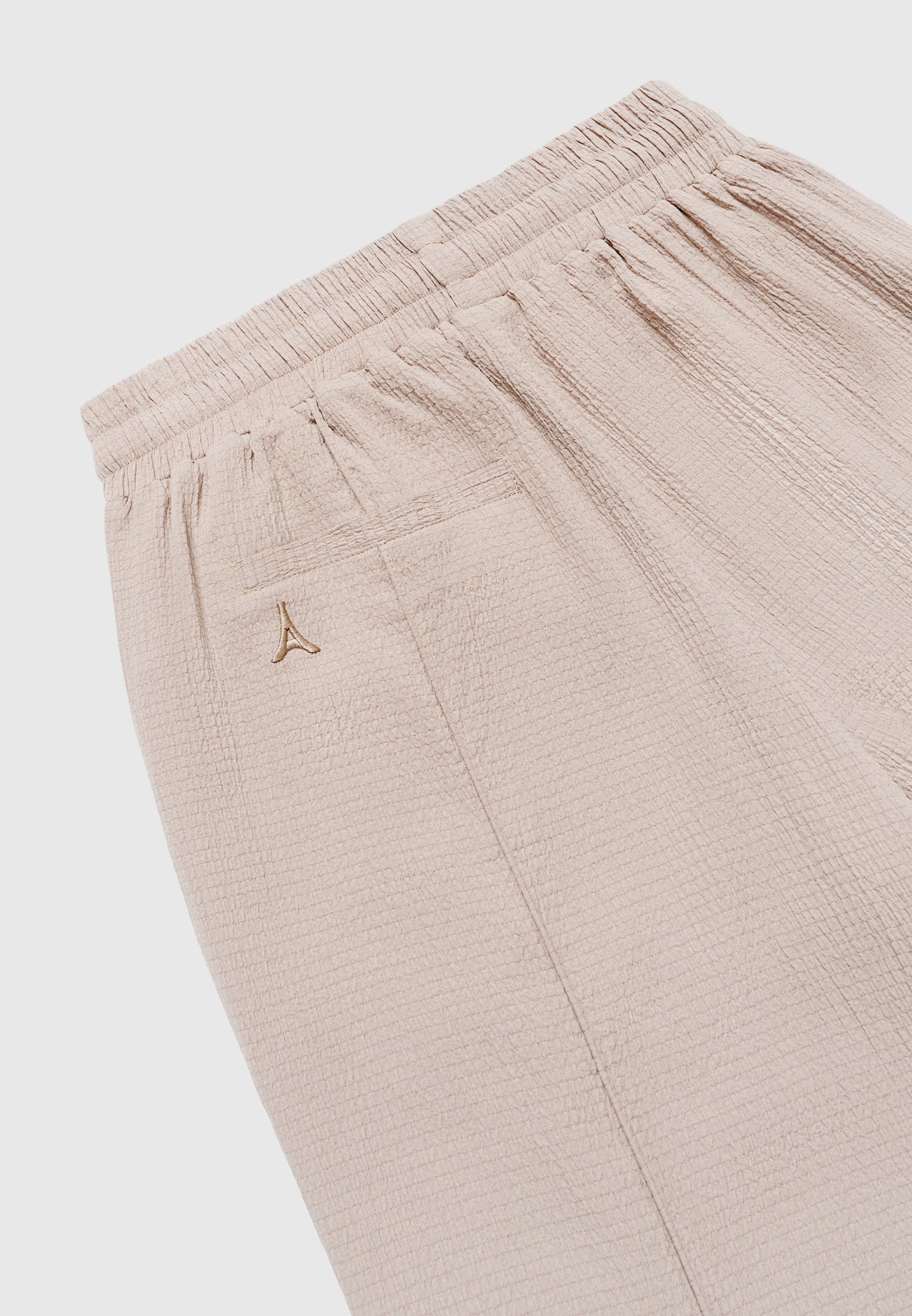 Karottenhose aus Seersucker - Taupe