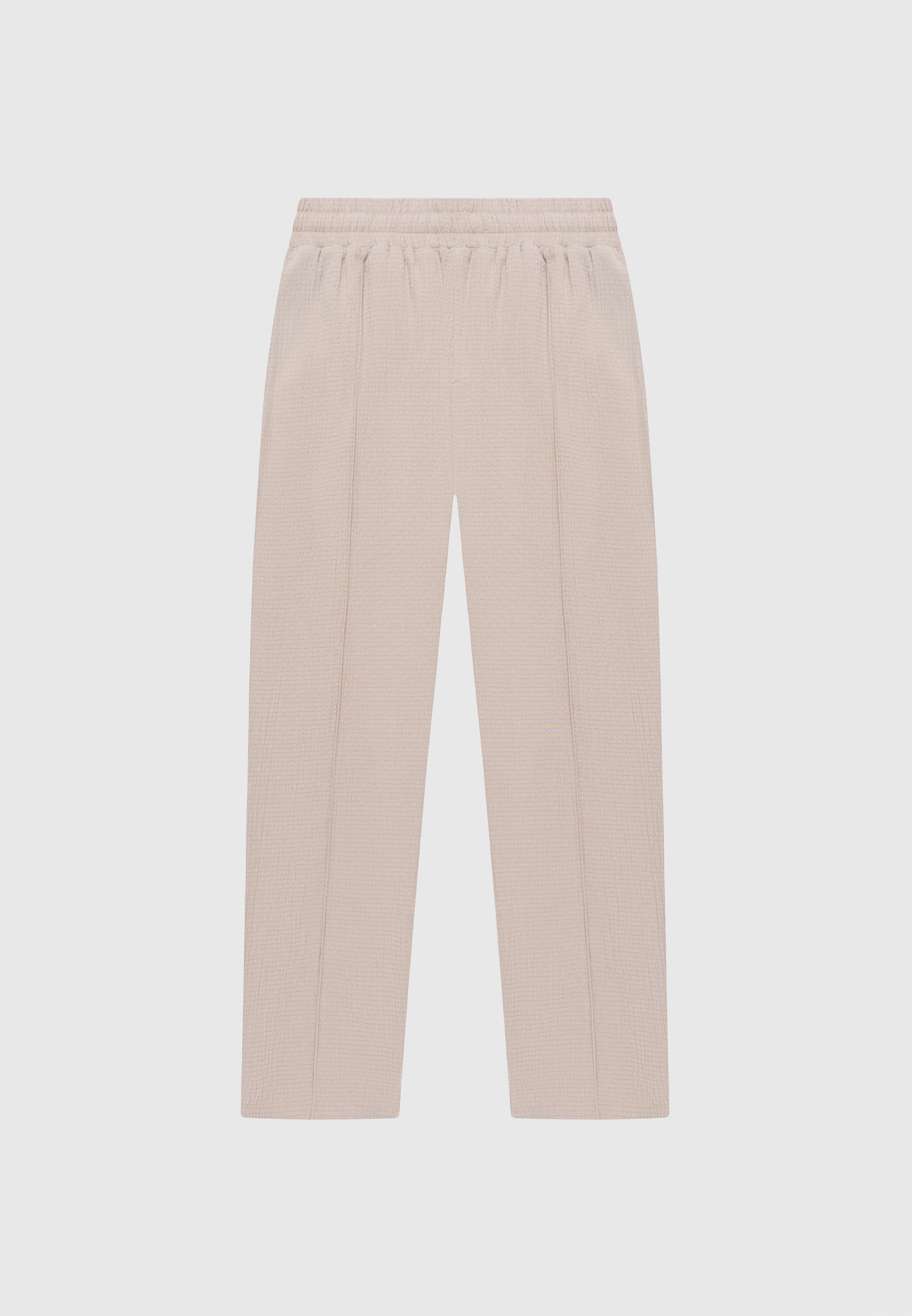 Karottenhose aus Seersucker - Taupe