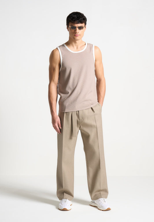 Seersucker-Weste - Beige/Weiß