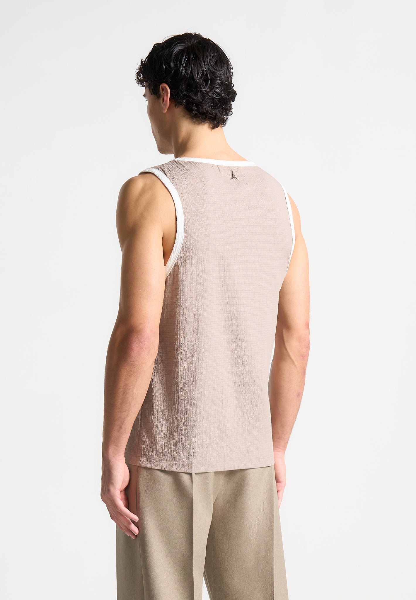 Seersucker-Weste - Beige/Weiß