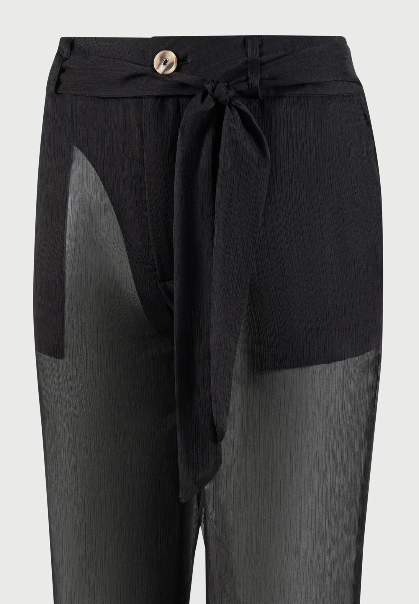 Transparente Hose mit Gürtel - Schwarz