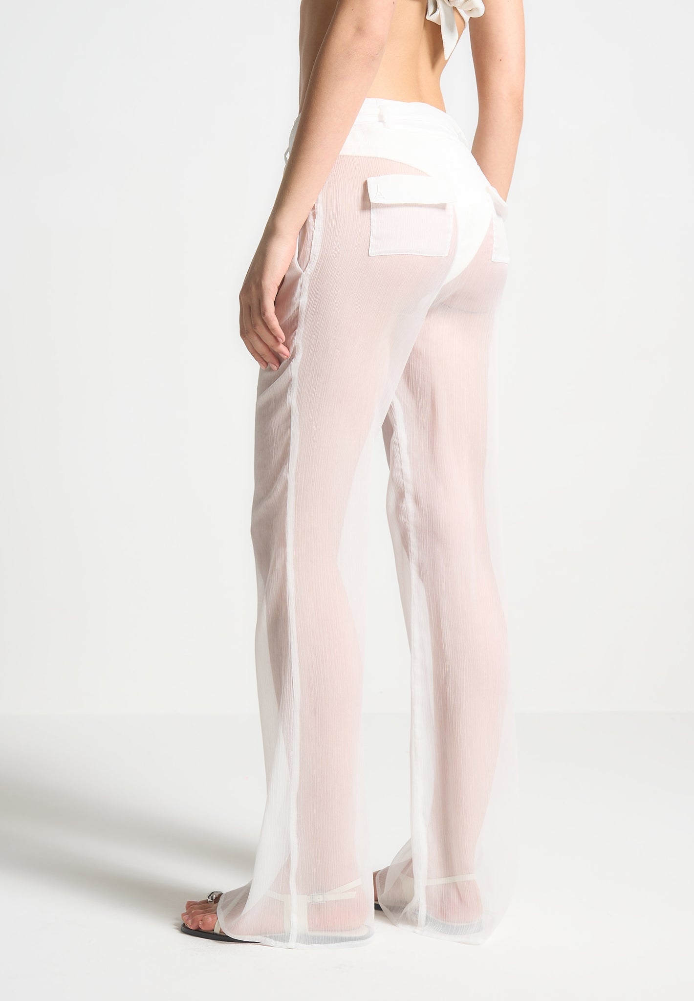 Transparente Hose mit Gürtel - Weiß 