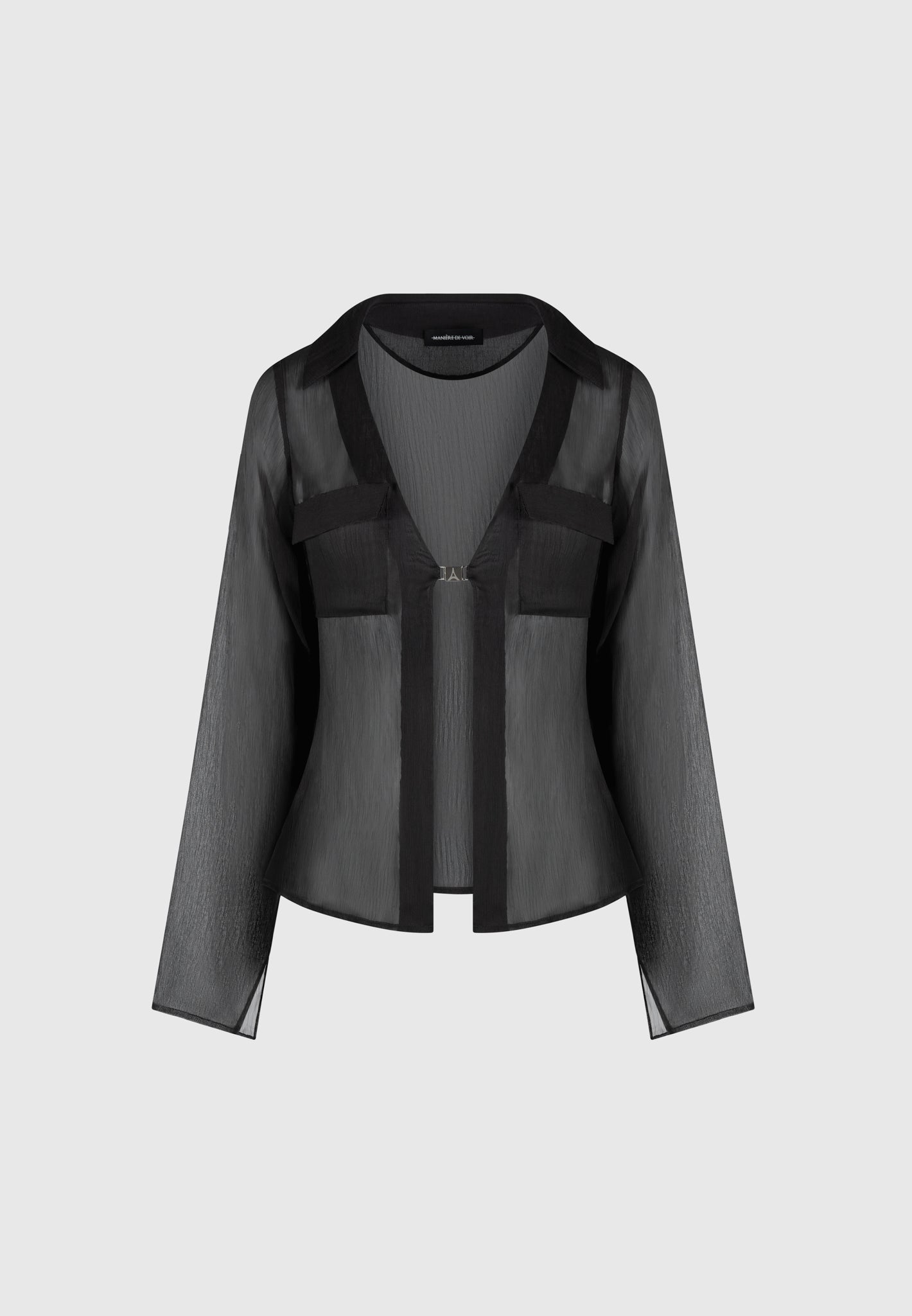 Transparentes Shirt mit Verschluss - Schwarz