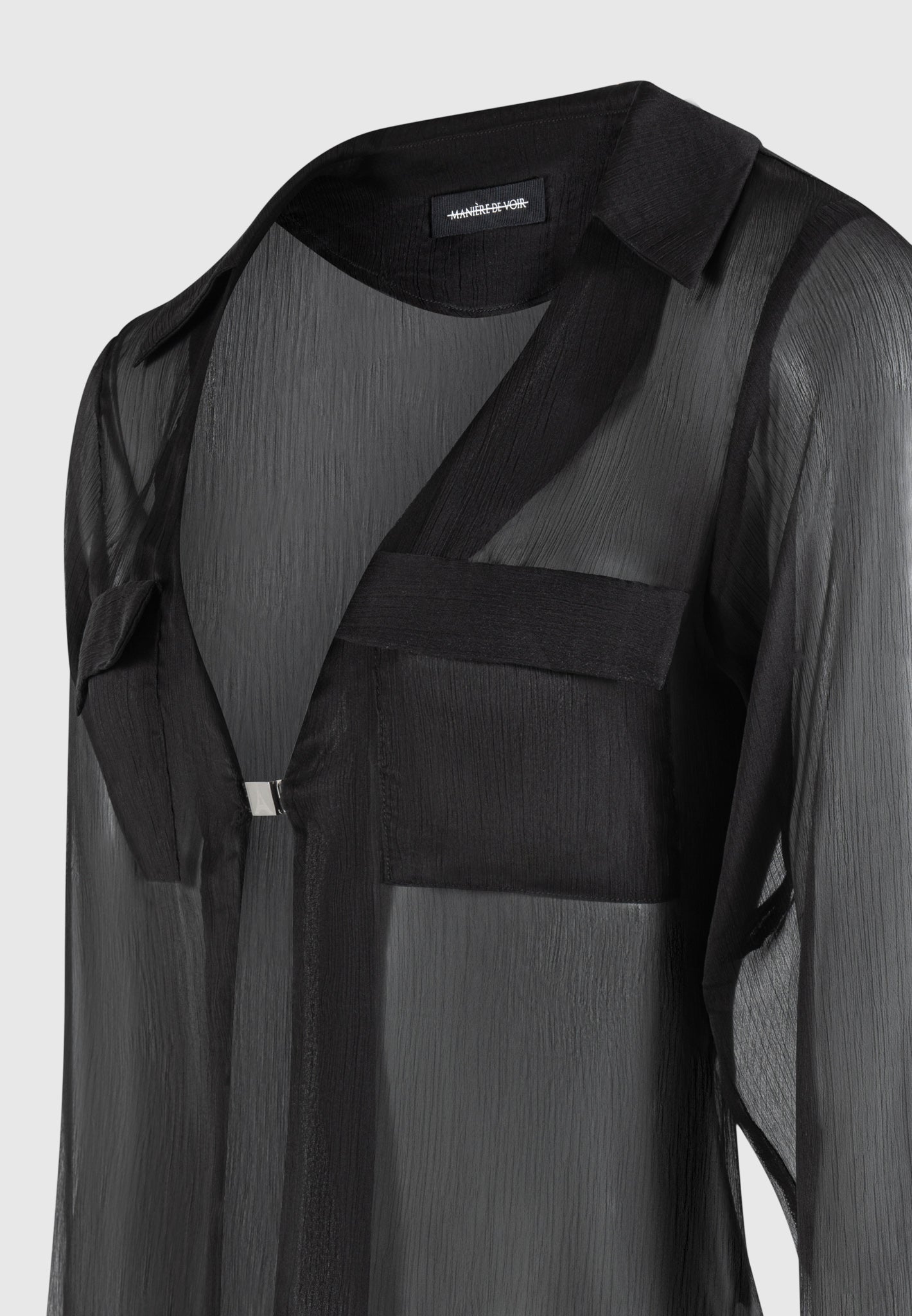 Transparentes Shirt mit Verschluss - Schwarz