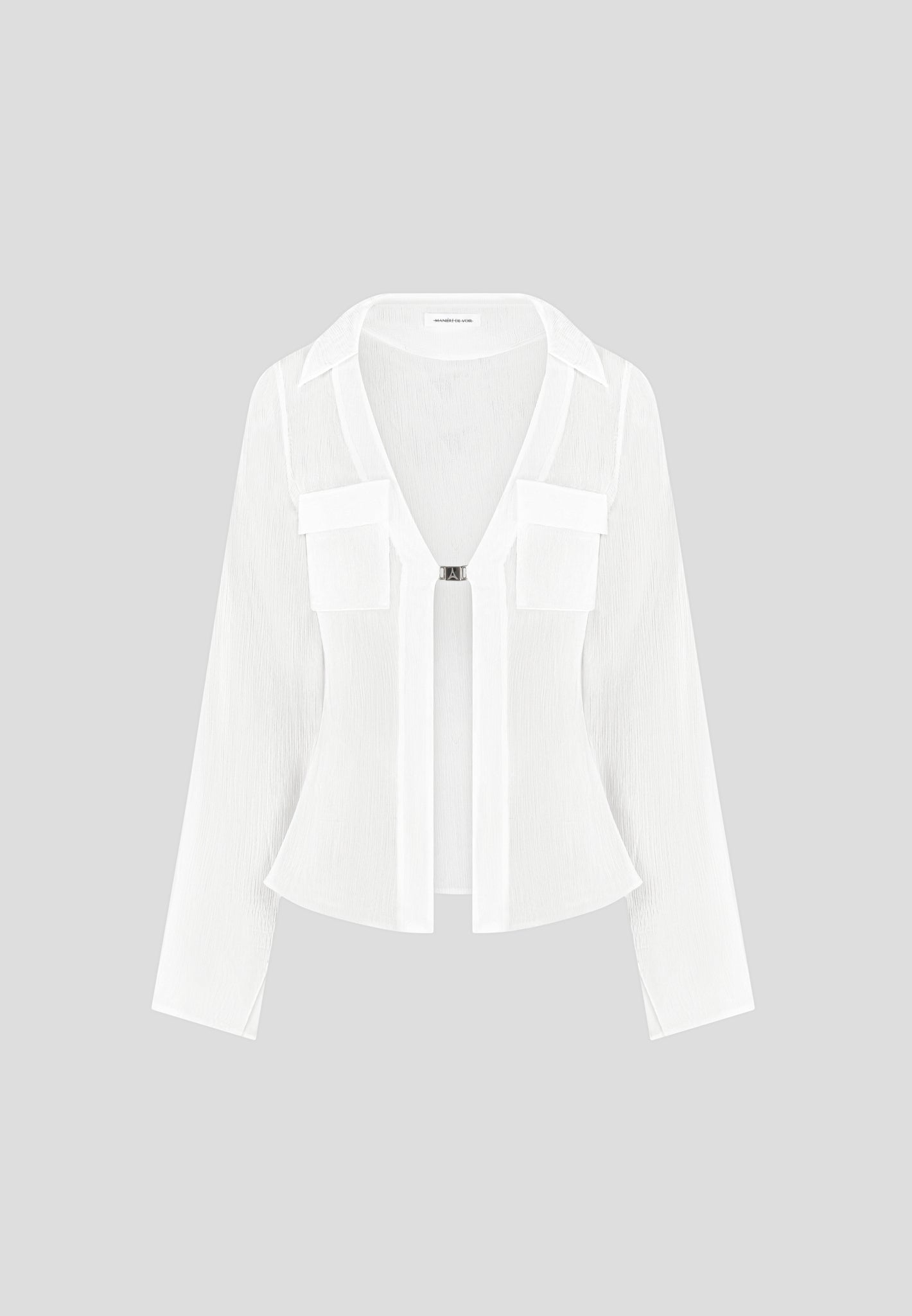 Transparentes Shirt mit Verschluss - Weiß 