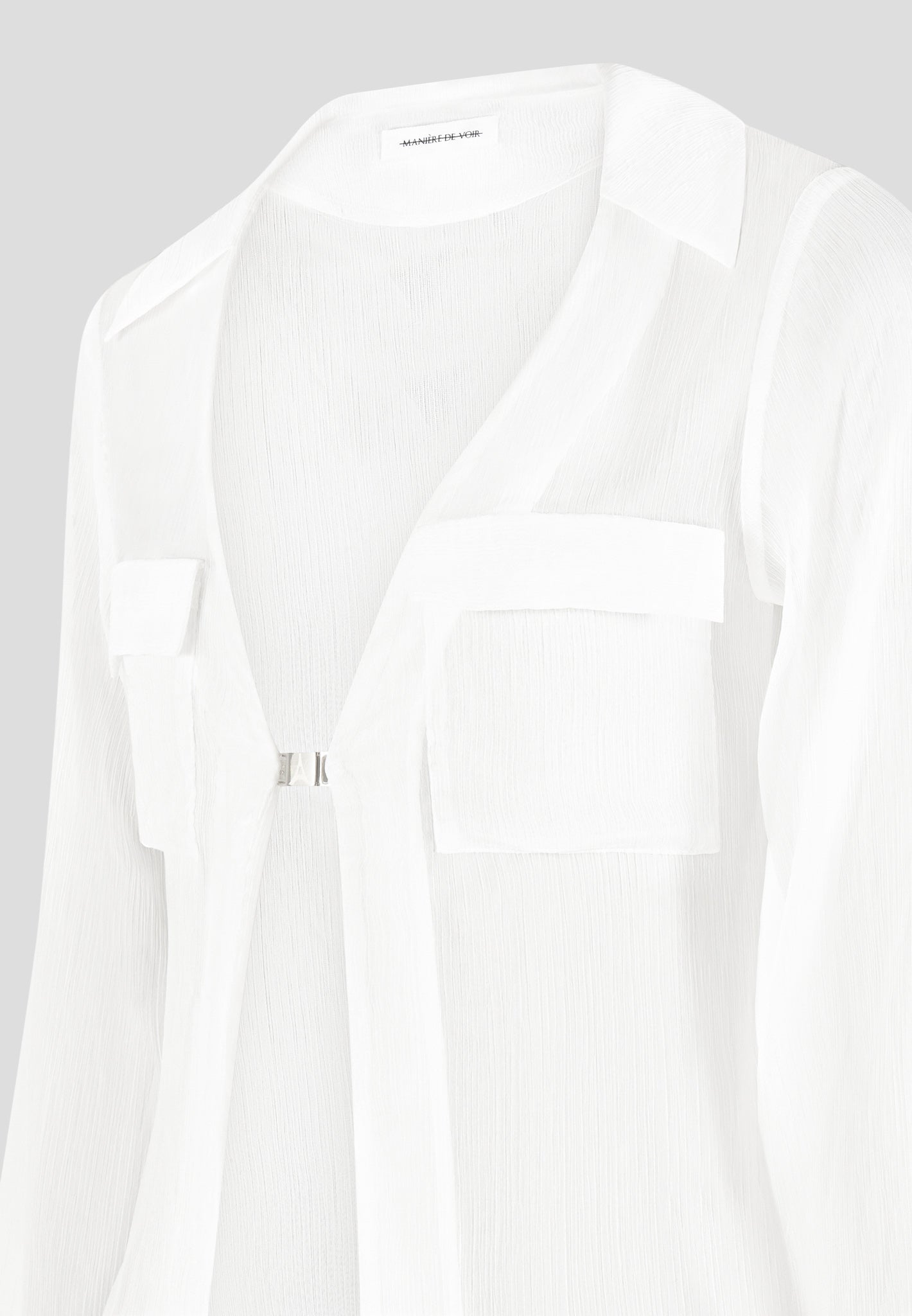 Transparentes Shirt mit Verschluss - Weiß 