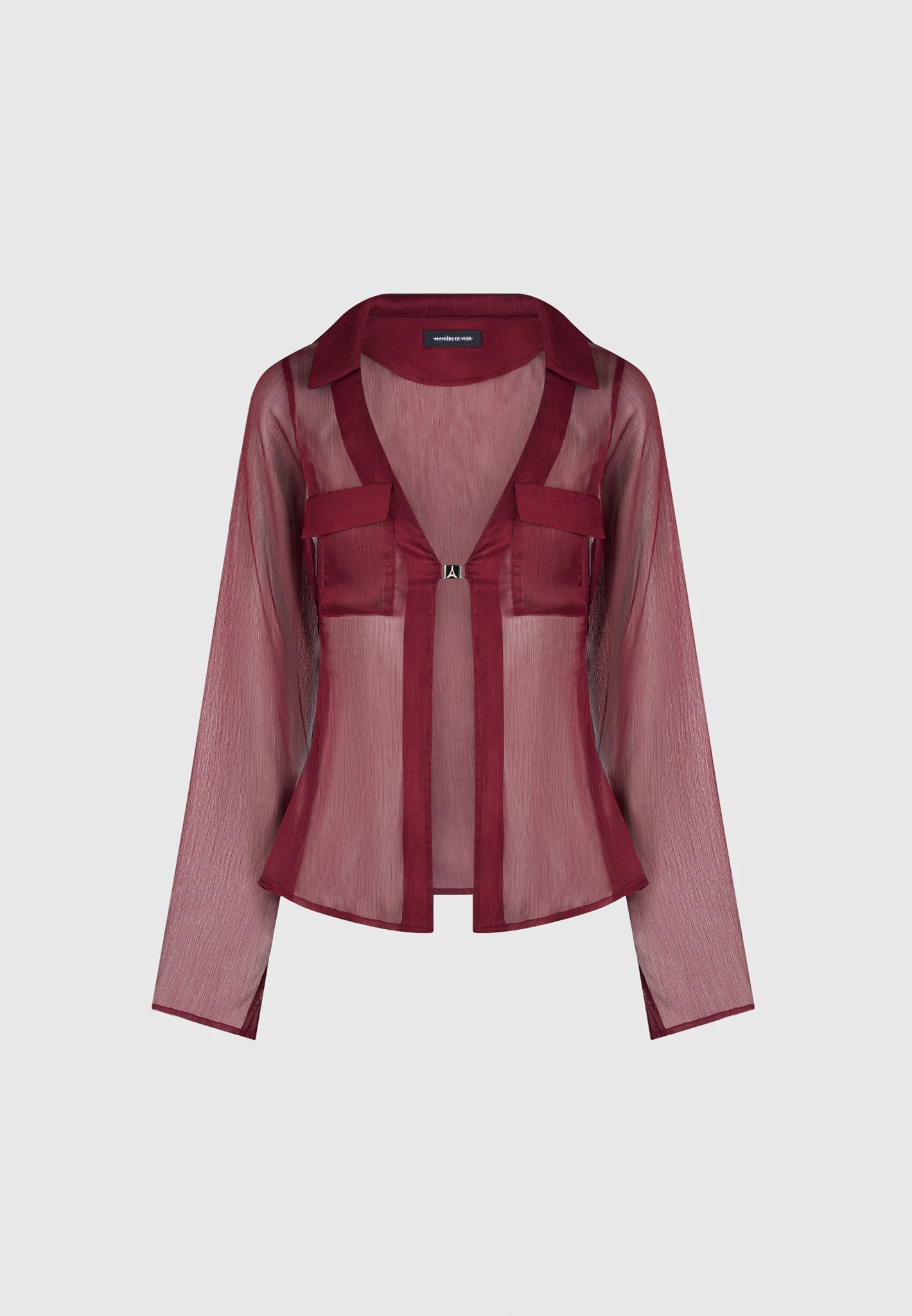 Transparentes Shirt mit Verschluss - Weinrot 