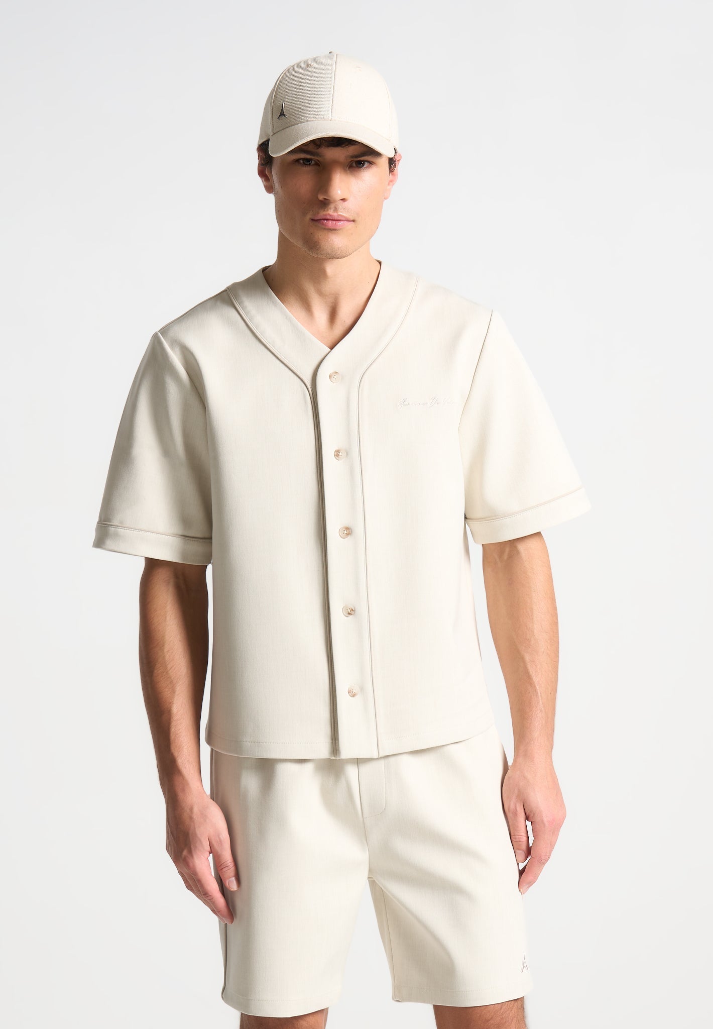 Signature Boxy Baseball-Shirt - Beige