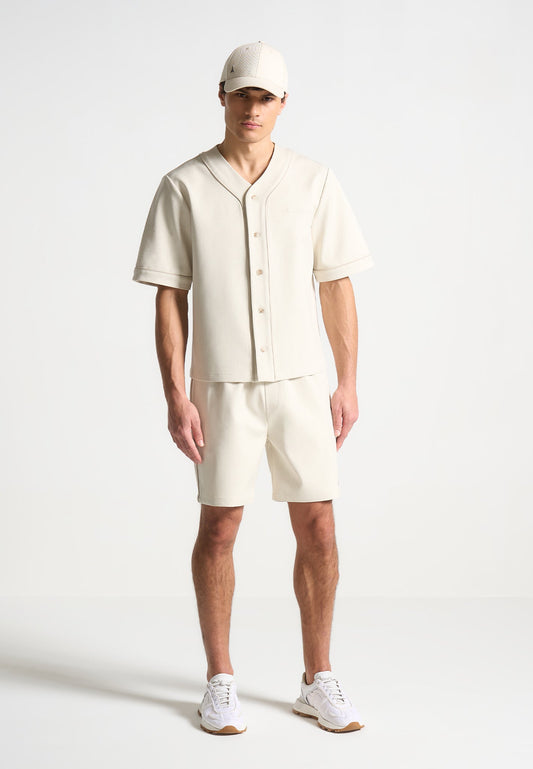 Signature Boxy Baseball-Shirt - Beige