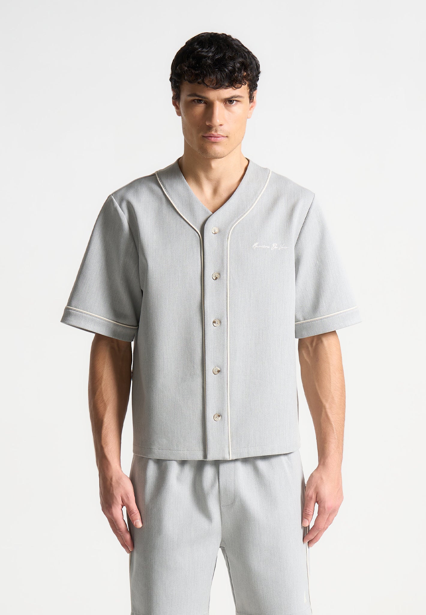 Signature Boxy Baseball-Shirt - Grau