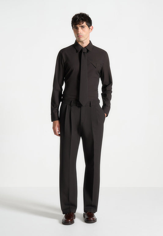 Slim Fit Tailored Stretch-Hemd - Braun 
