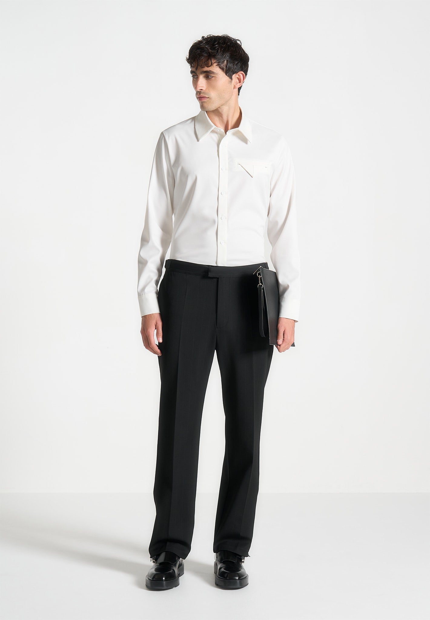 Slim Fit Tailored Stretch-Hemd - Weiß 