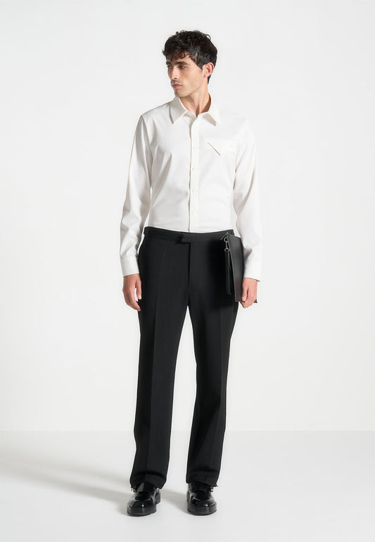 Slim Fit Tailored Stretch-Hemd - Weiß 