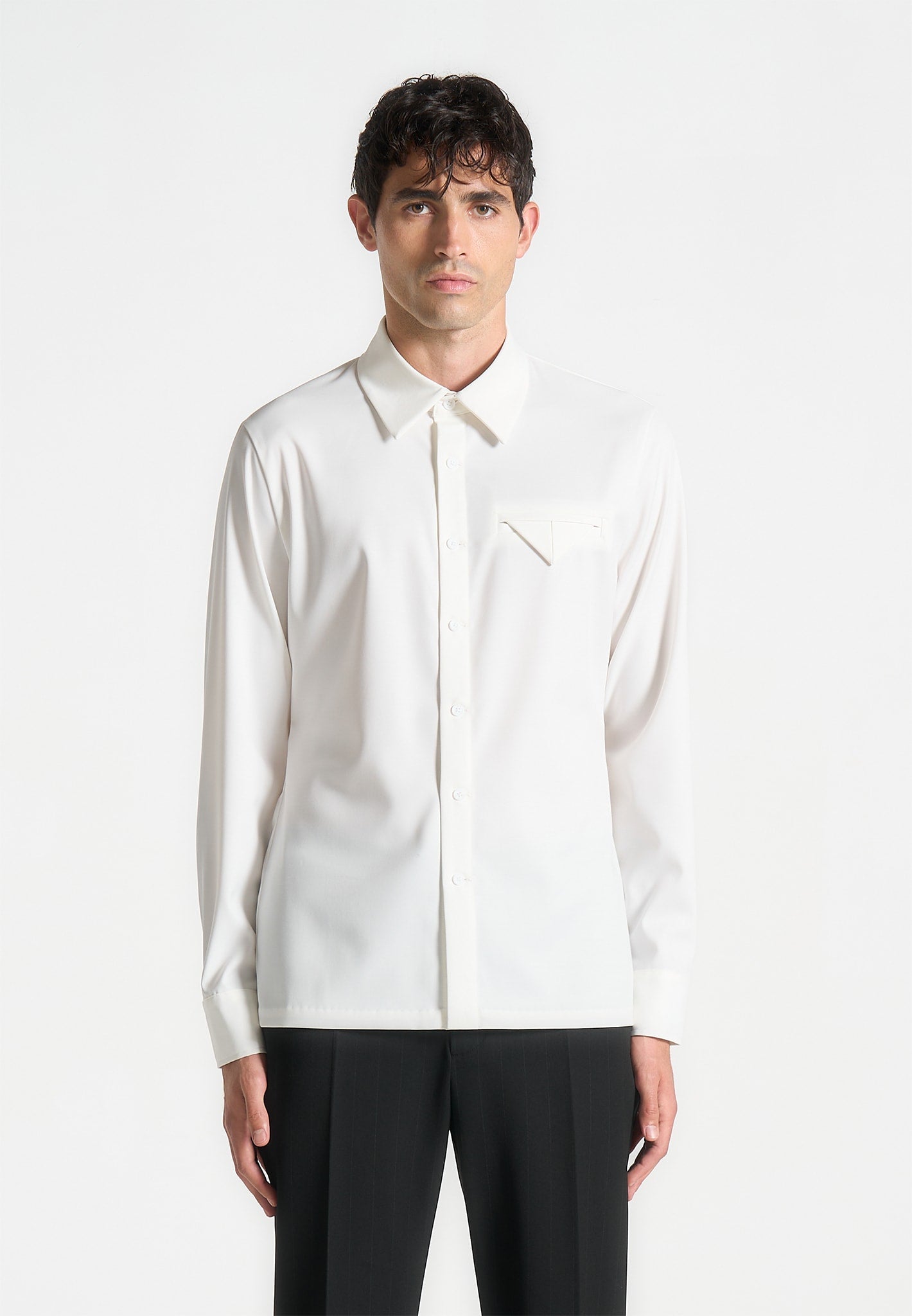 Slim Fit Tailored Stretch-Hemd - Weiß 