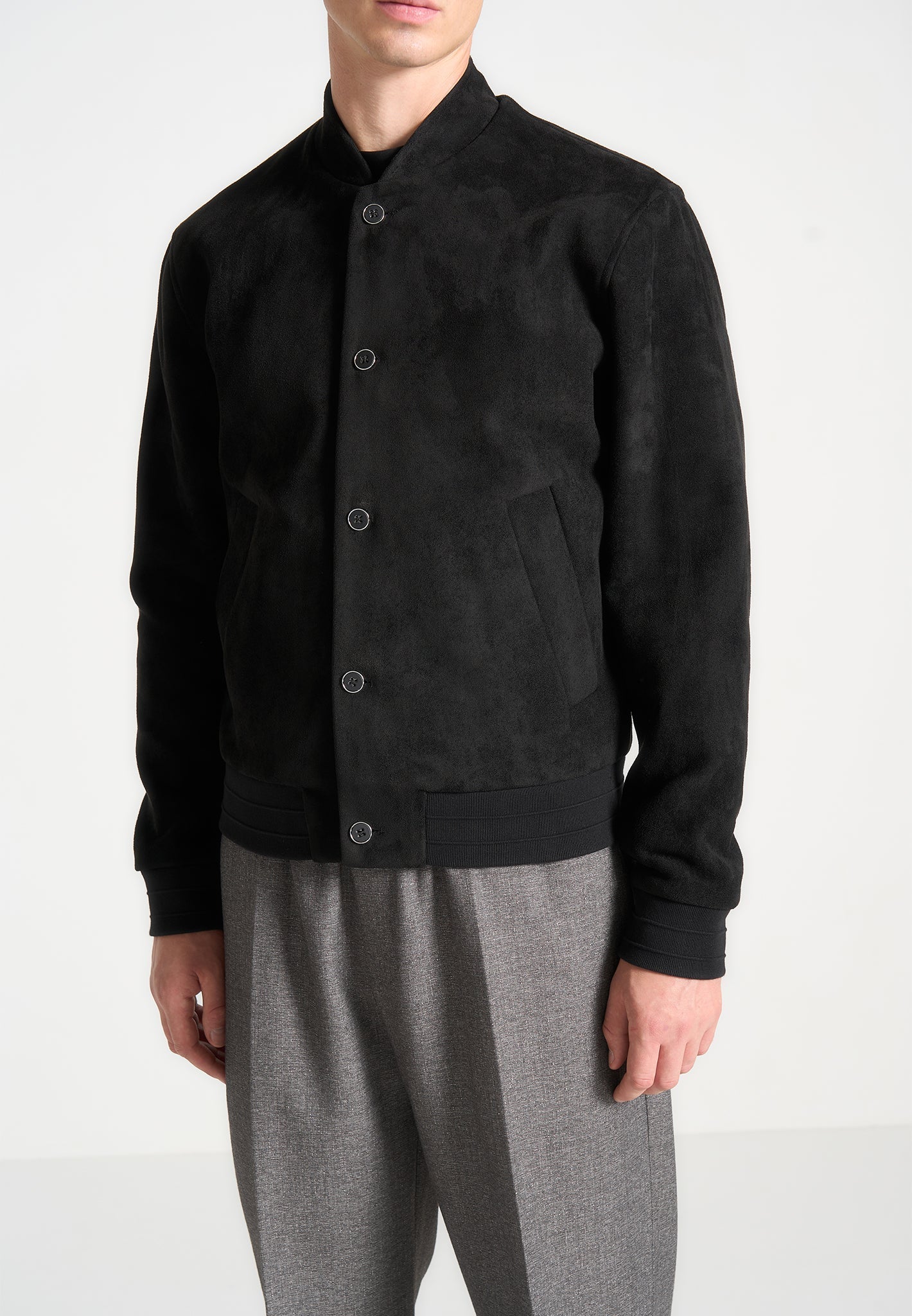 Bomberjacke aus Wildleder - Schwarz 