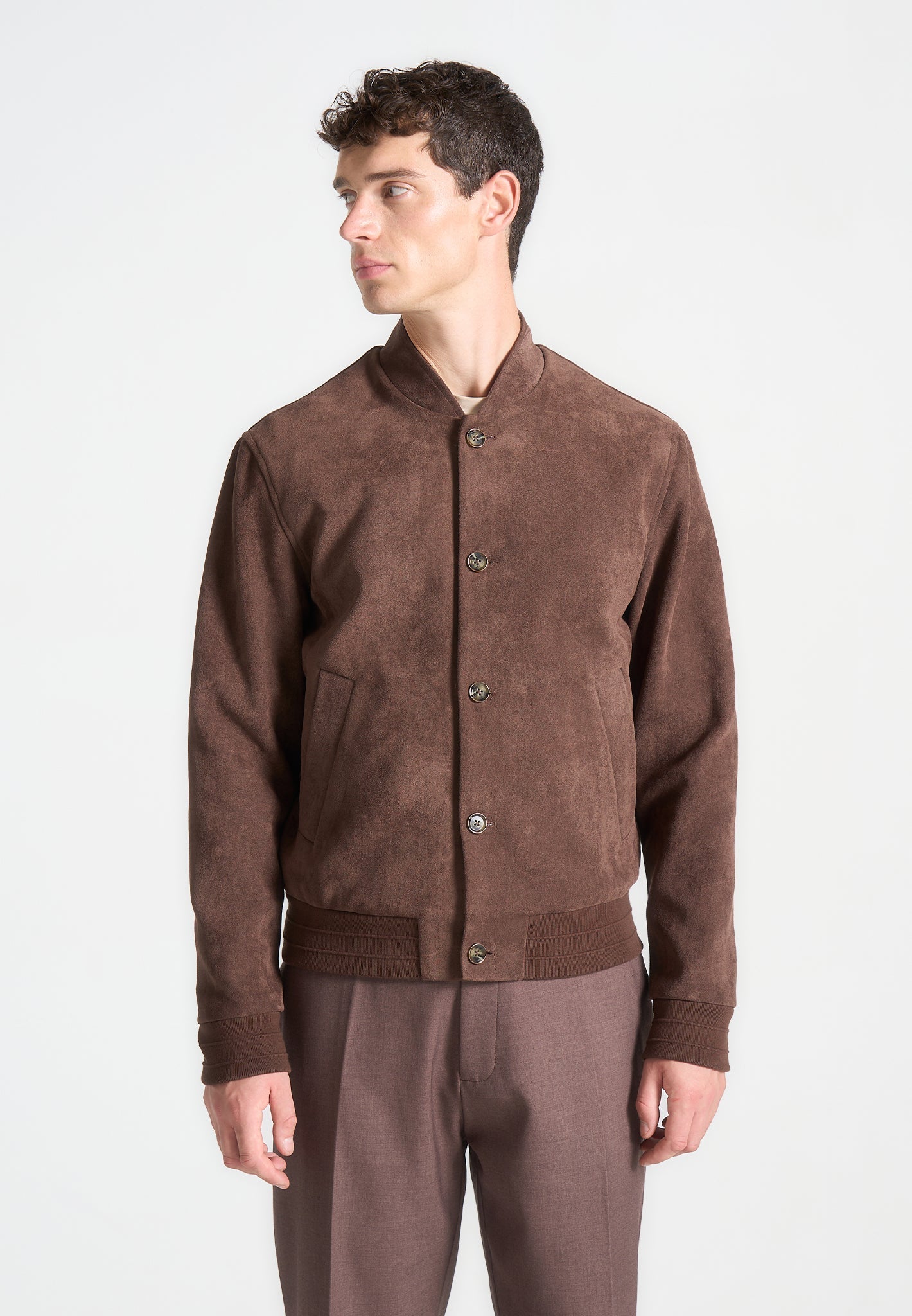 Bomberjacke aus Wildleder - Braun 