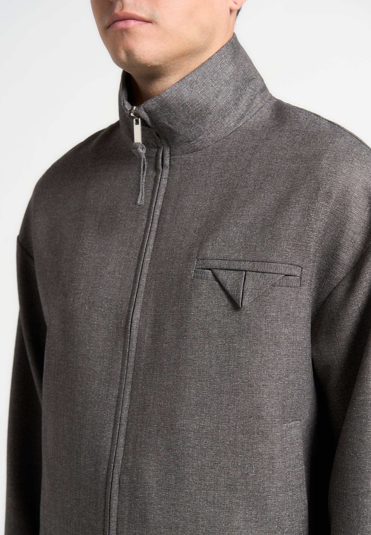 Maßgeschneiderte Jacke mit Trichterkragen - Grau 