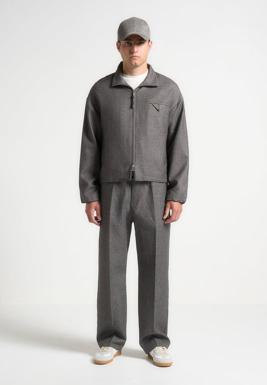 Maßgeschneiderte Jacke mit Trichterkragen - Grau 
