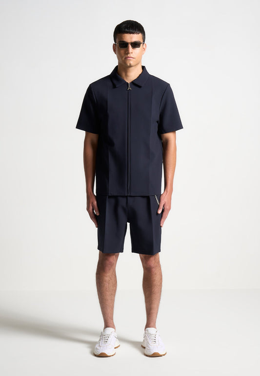 Tailored-Hemd mit Bügelfalte - Marineblau