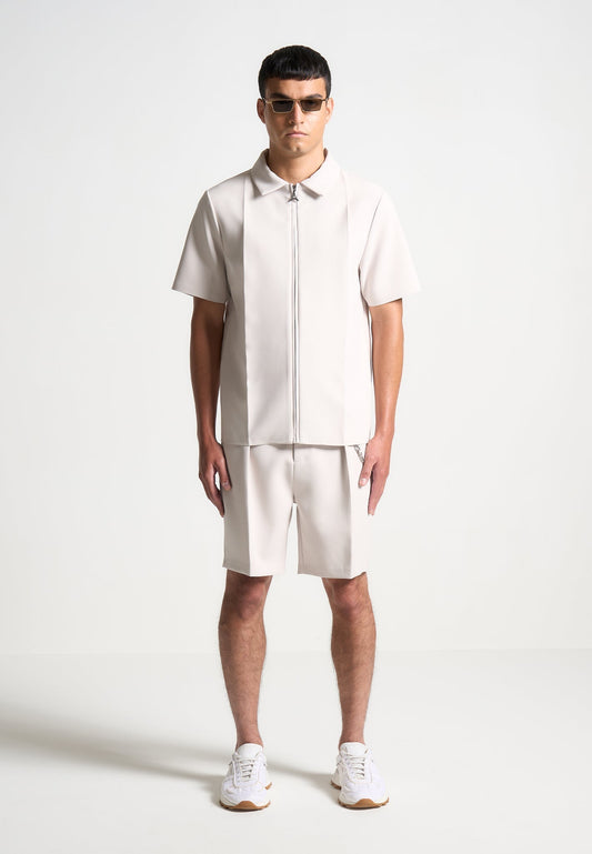 Tailored-Hemd mit Bügelfalte - Stein
