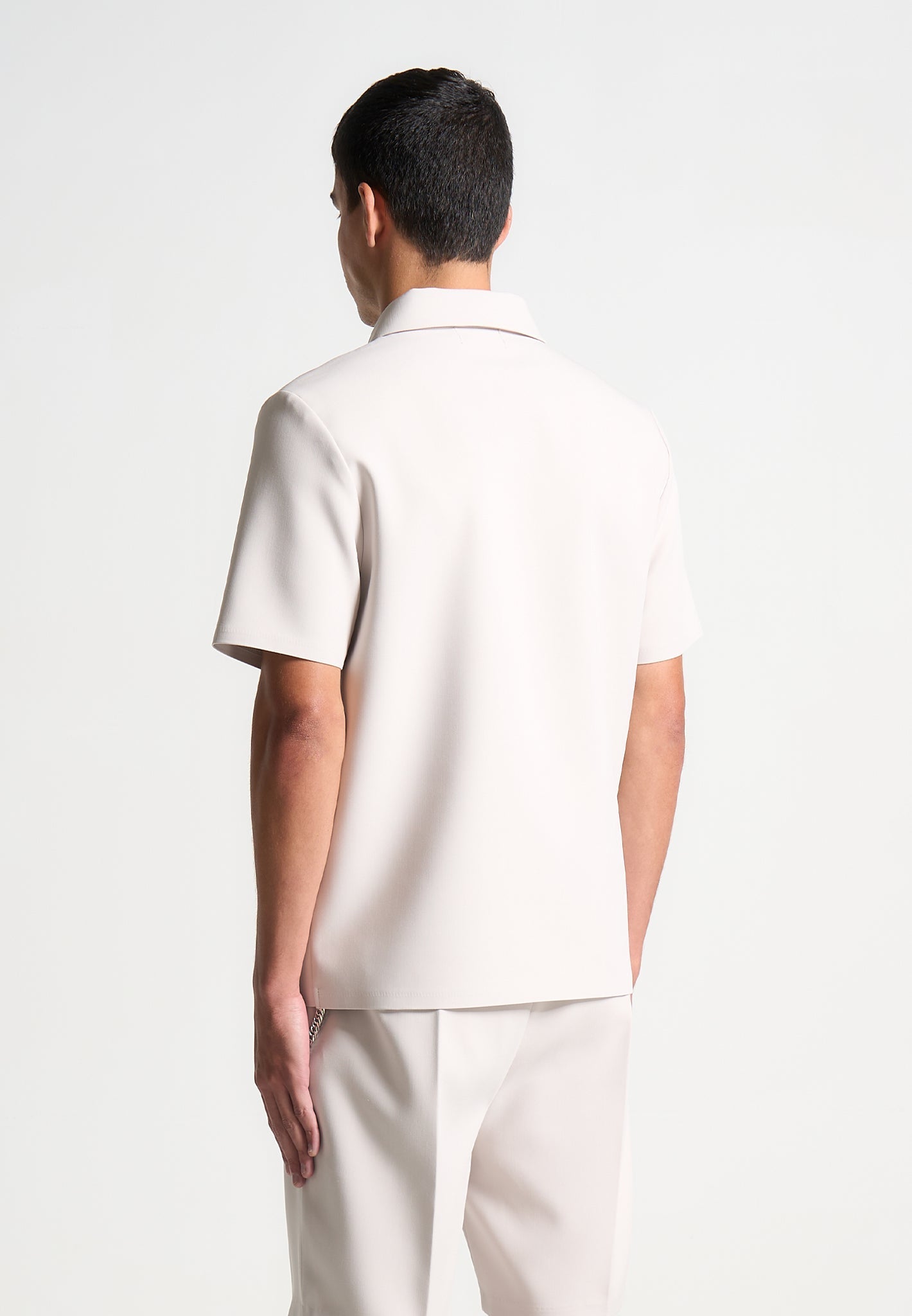 Tailored-Hemd mit Bügelfalte - Stein