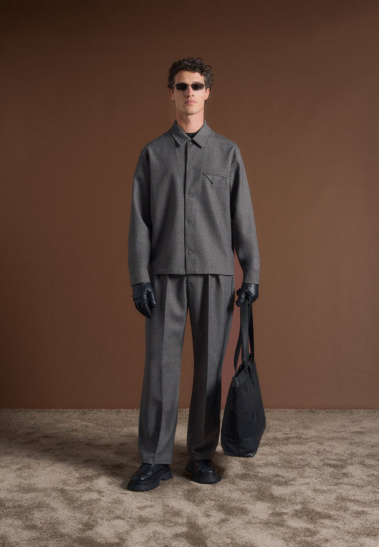 Strukturiertes, maßgeschneidertes Overshirt - Grau 