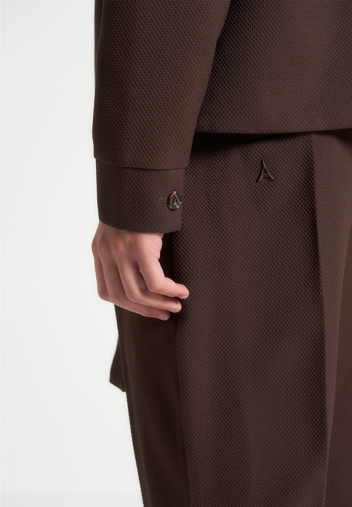 Strukturierte Kimono-Wickeljacke - Braun 