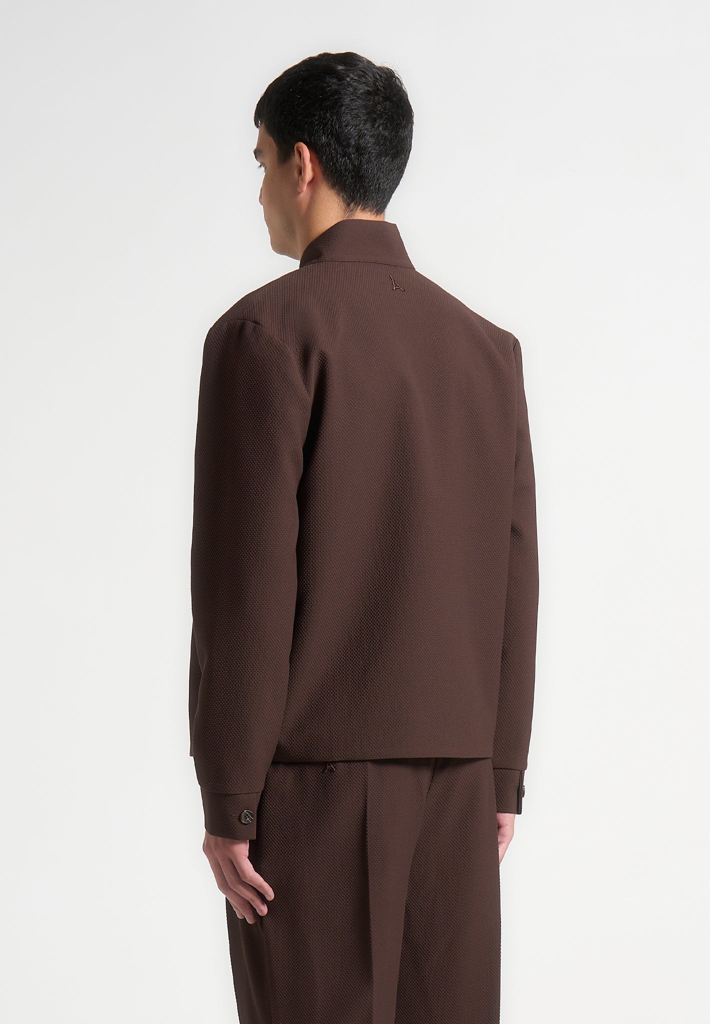 Strukturierte Kimono-Wickeljacke - Braun 