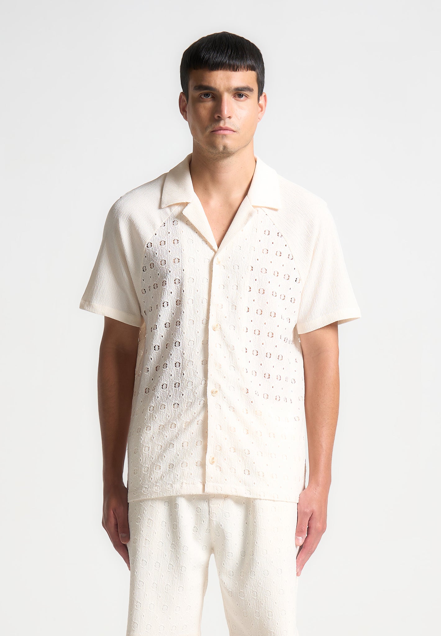 Strukturiertes Raglan-Shirt - Creme 