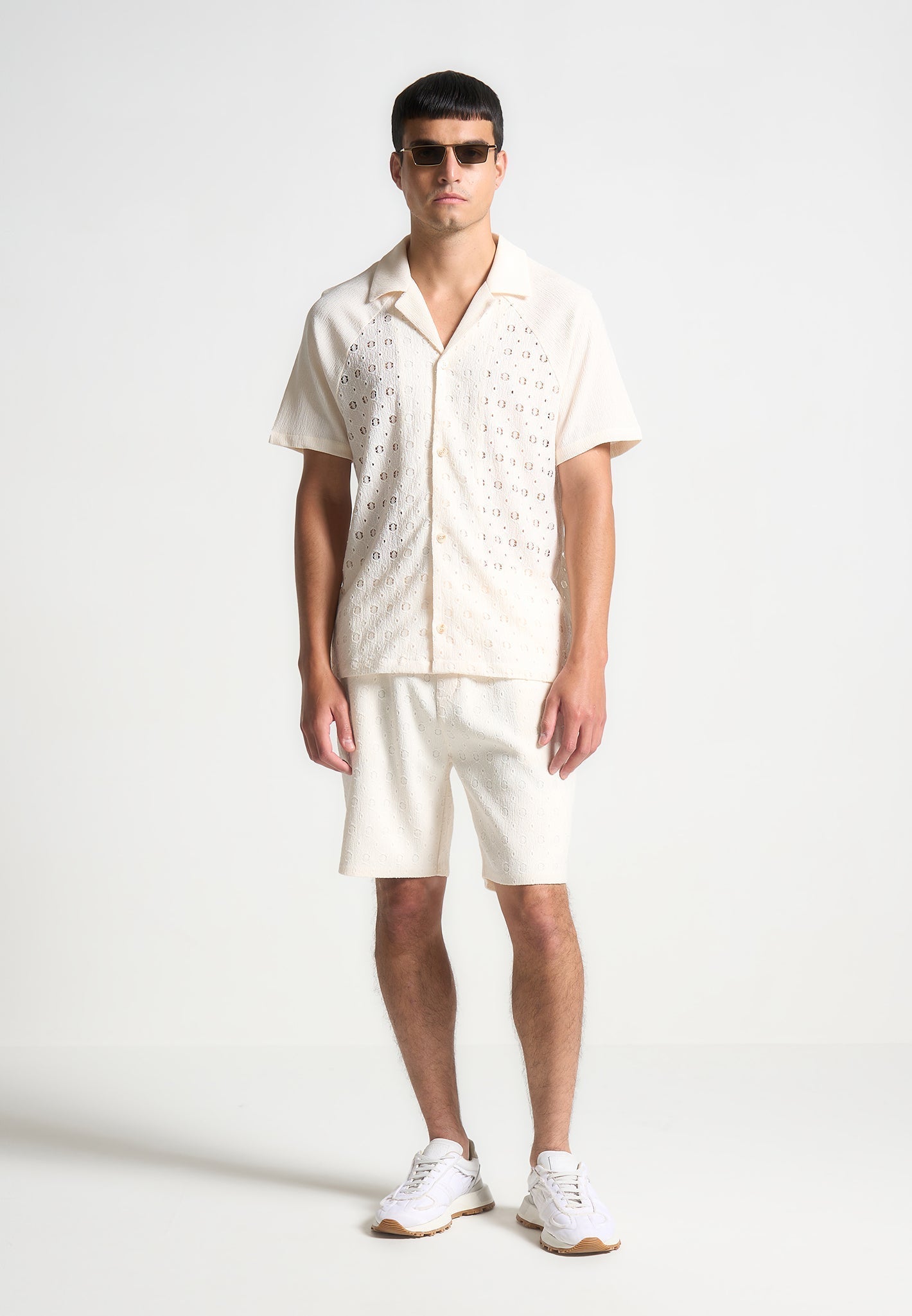 Strukturiertes Raglan-Shirt - Creme 