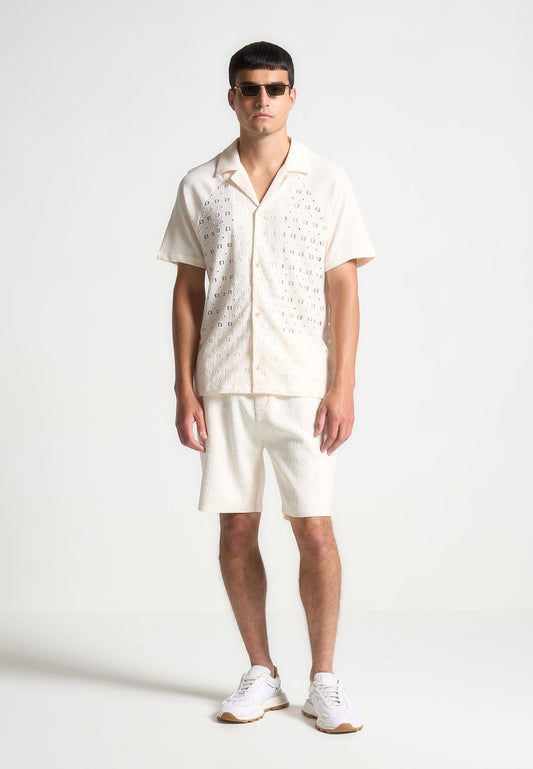 Strukturiertes Raglan-Shirt - Creme 
