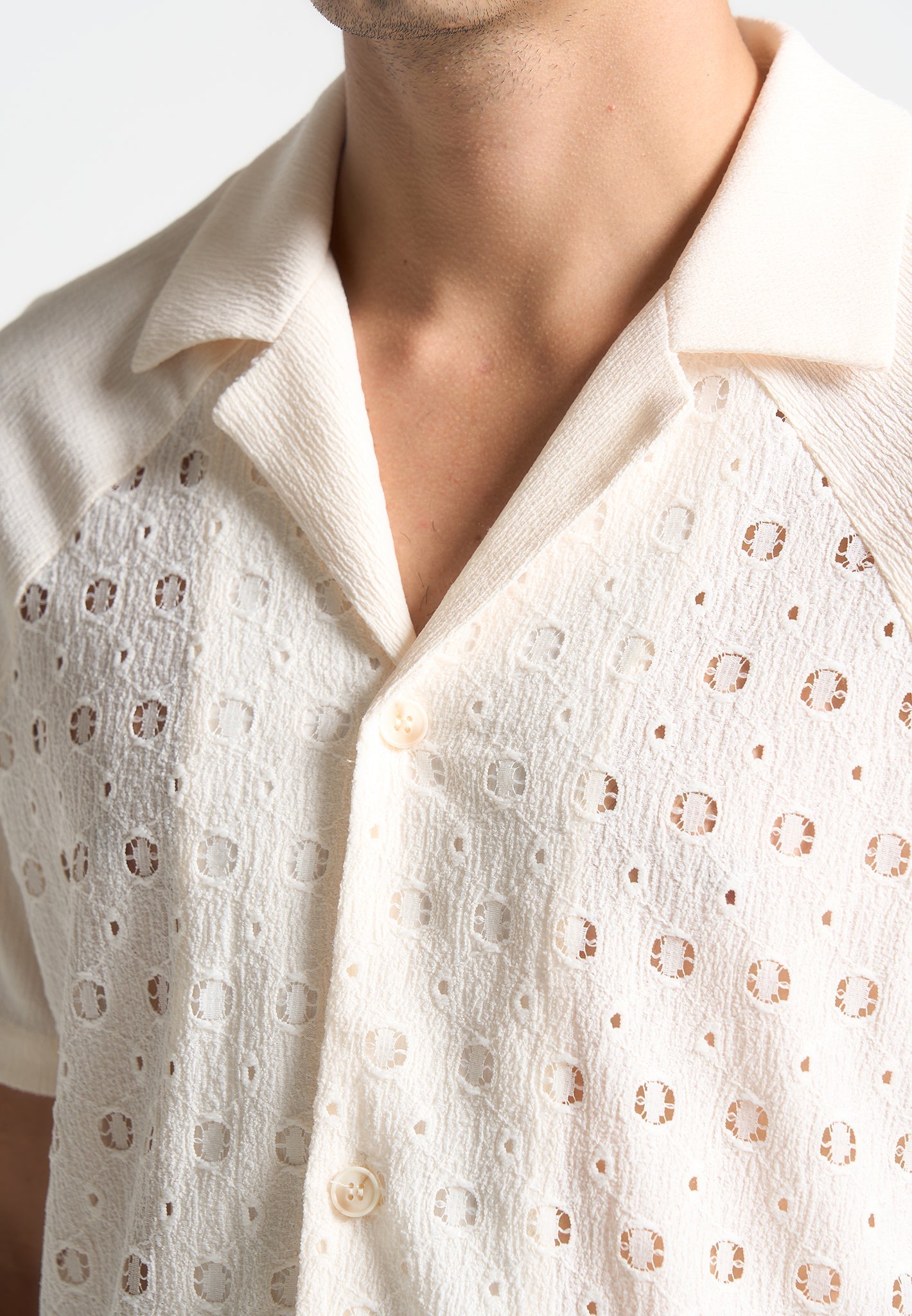 Strukturiertes Raglan-Shirt - Creme 