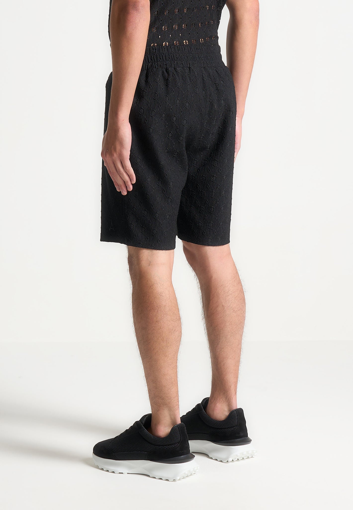 Strukturierte Shorts - Schwarz